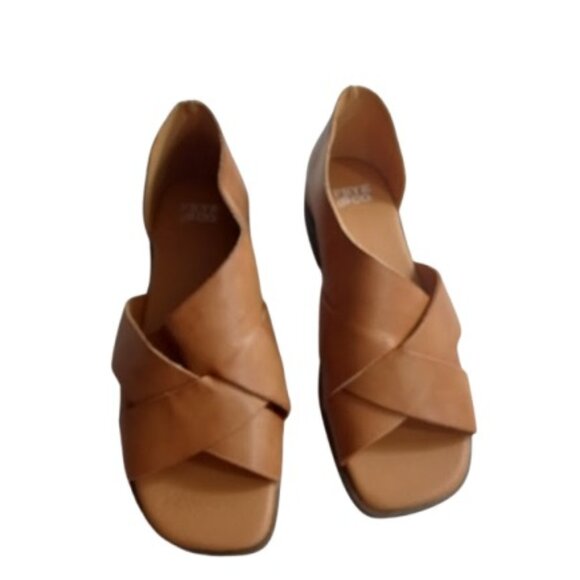 Frye And Co Womens Tulia CrissCross D'Orsay Sandals Tan Vegan Leather 6.5M - Picture 1 of 7